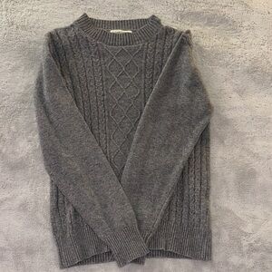 Christina Gray Cable Knit Crewneck Sweater
